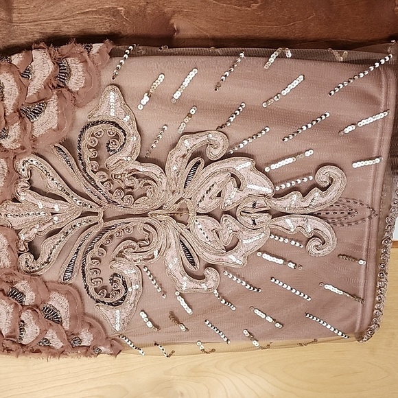 Sue Wong Sunning Sequin Beaded Mini Cocktail Dress size 2 sandalwood color - Picture 11 of 17